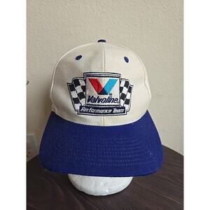 VINTAGE Valvoline Hat Cap Snap Back White Racing Performance Wool NASCAR 90s Men